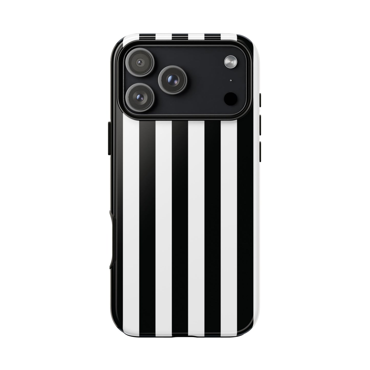 iPhone 17 Pro Max / Glossy Phone Case - Simple Black & White Stripe Pattern Phone Case