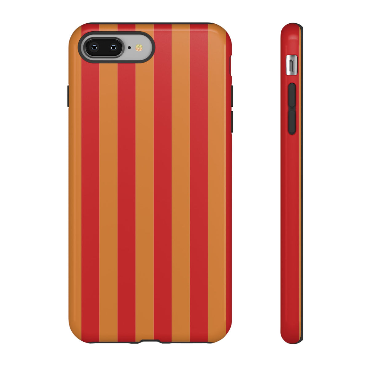 Orange & Red Stripe Pattern Phone Case - Orange Phone Case - iPhone 8 Plus / Glossy