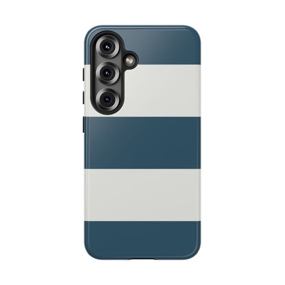 Samsung Galaxy S25 / Glossy Phone Case - Blue & White Horizontal Stripe Pattern Phone Case