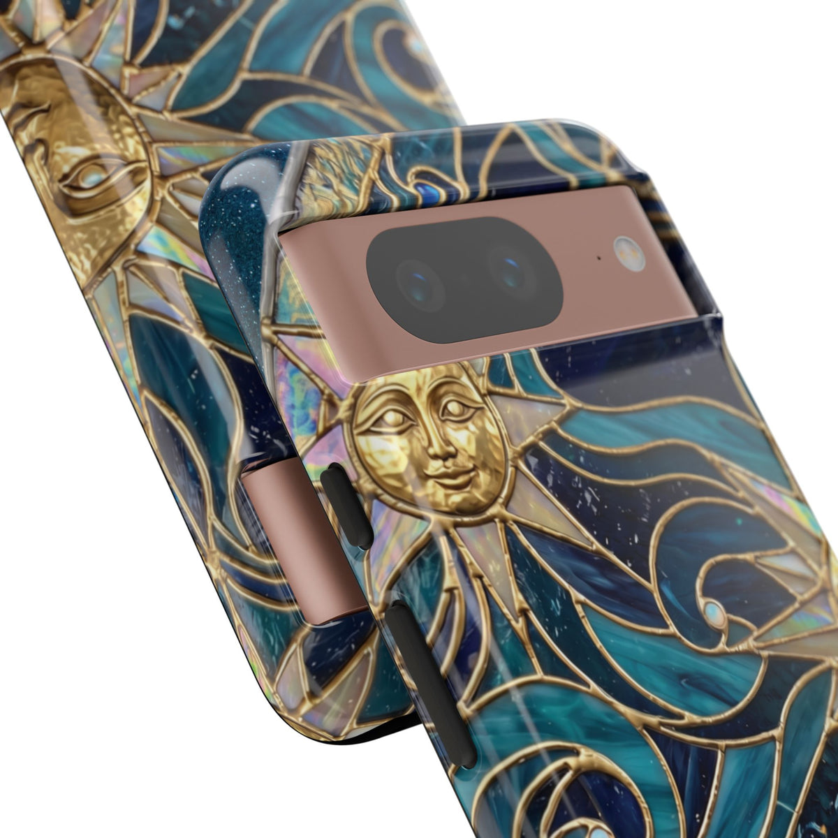 Elegant Teal & Gold Celestial Suns Phone Case