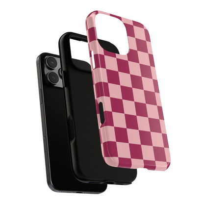 Pink Checked Pattern Phone Case - Pink Phone Case