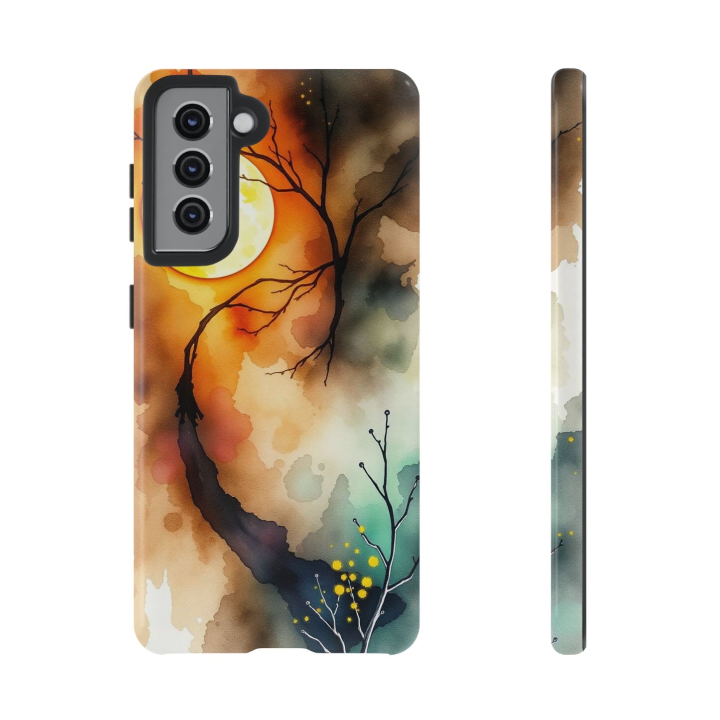 Samsung Galaxy S21 / Glossy Phone Case - Abstract Watercolour Gothic Scene Phone Case