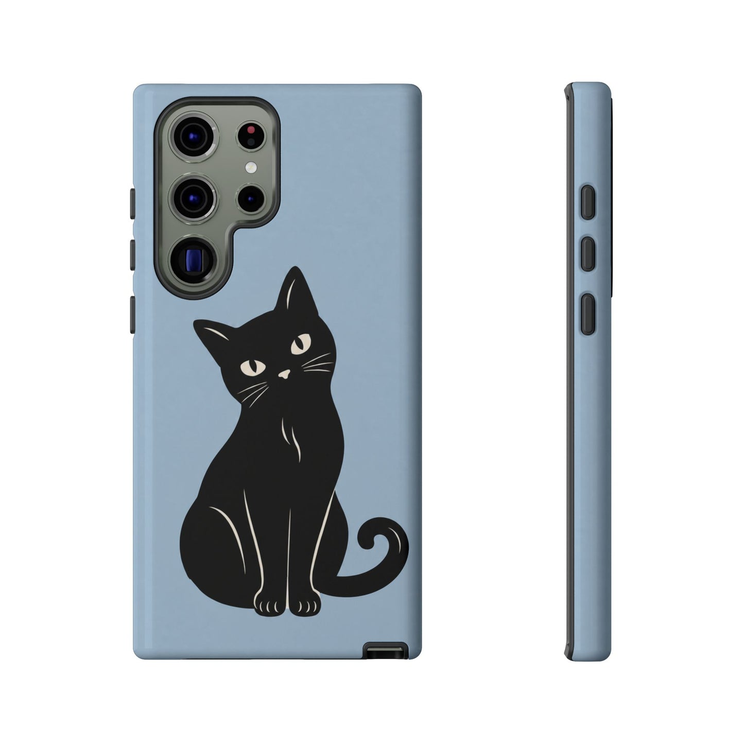 Minimalist Powder Blue & Black Cat Phone Case