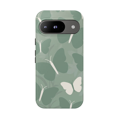 Google Pixel 9 / Glossy Phone Case - Minimalist Mint Green Butterfly Pattern Phone Case