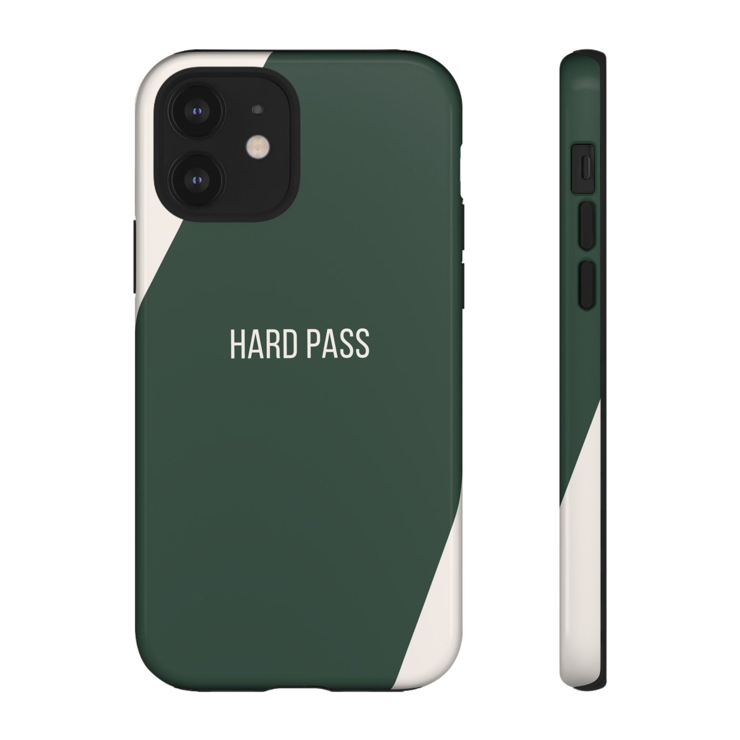 iPhone 12 / Glossy Phone Case - Sassy Statement Case ’Hard Pass’ in Green & White