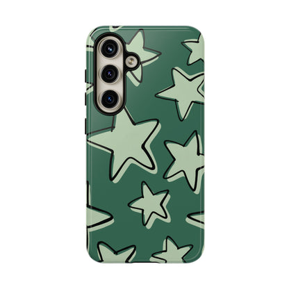 Forest Green Doodle Star Phone Case
