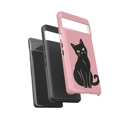 Minimalist Blush Pink & Black Cat Phone Case