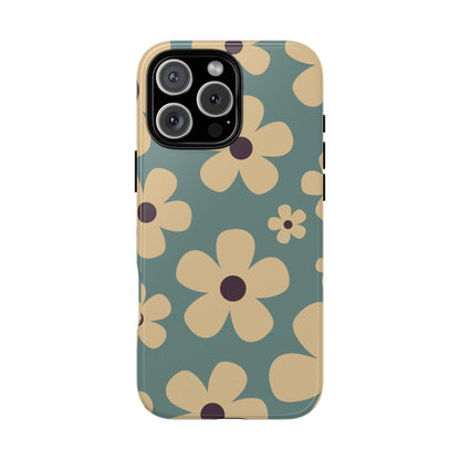 Cute Blue & Cream Daisy Pattern Phone Case - Blue Phone Case - iPhone 16 Pro Max / Glossy