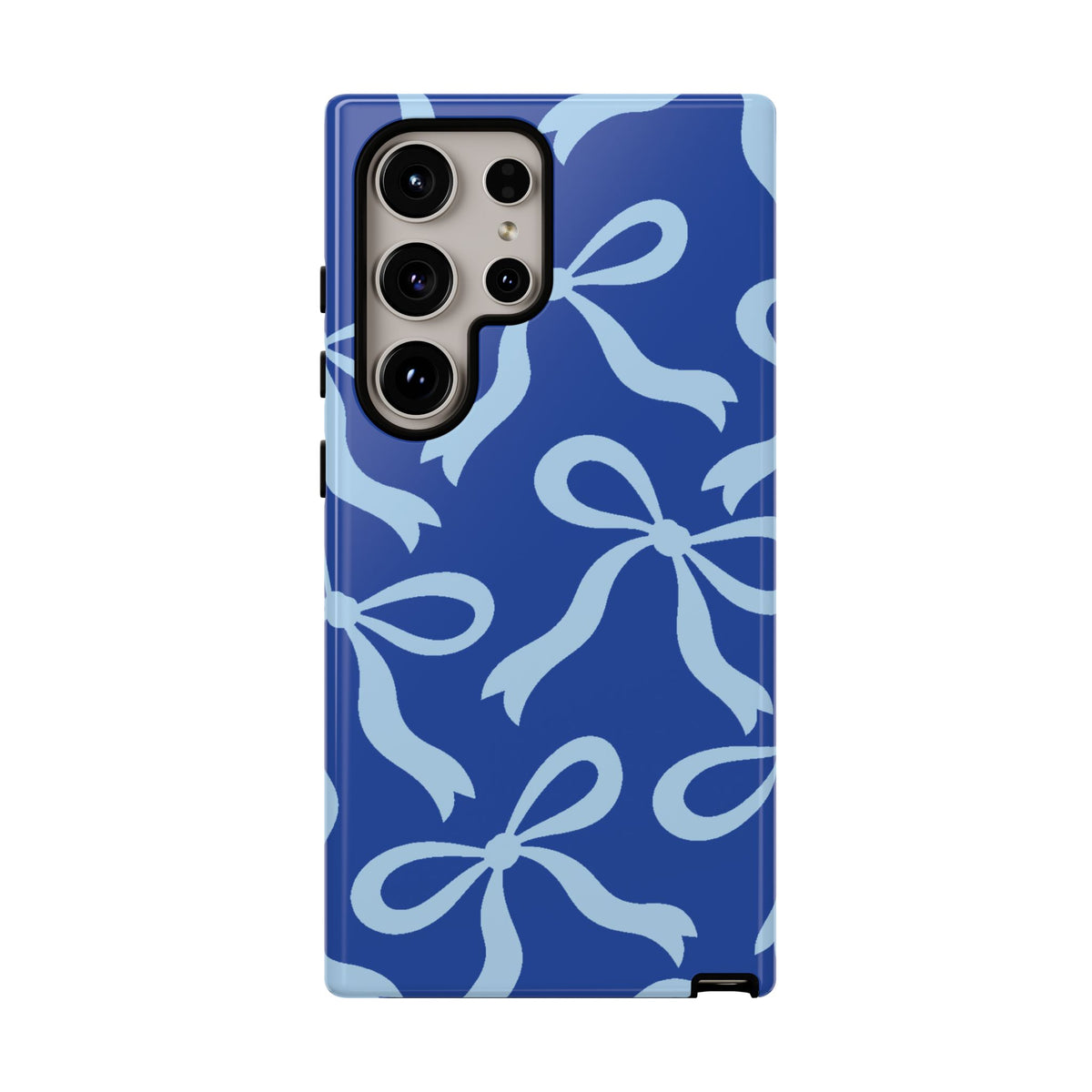 Bold Cobalt Blue and Powder Blue Bow Pattern Phone Case - Blue Phone Case - Samsung Galaxy S24 Ultra / Glossy