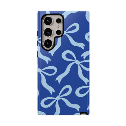 Bold Cobalt Blue and Powder Blue Bow Pattern Phone Case - Blue Phone Case - Samsung Galaxy S24 Ultra / Glossy