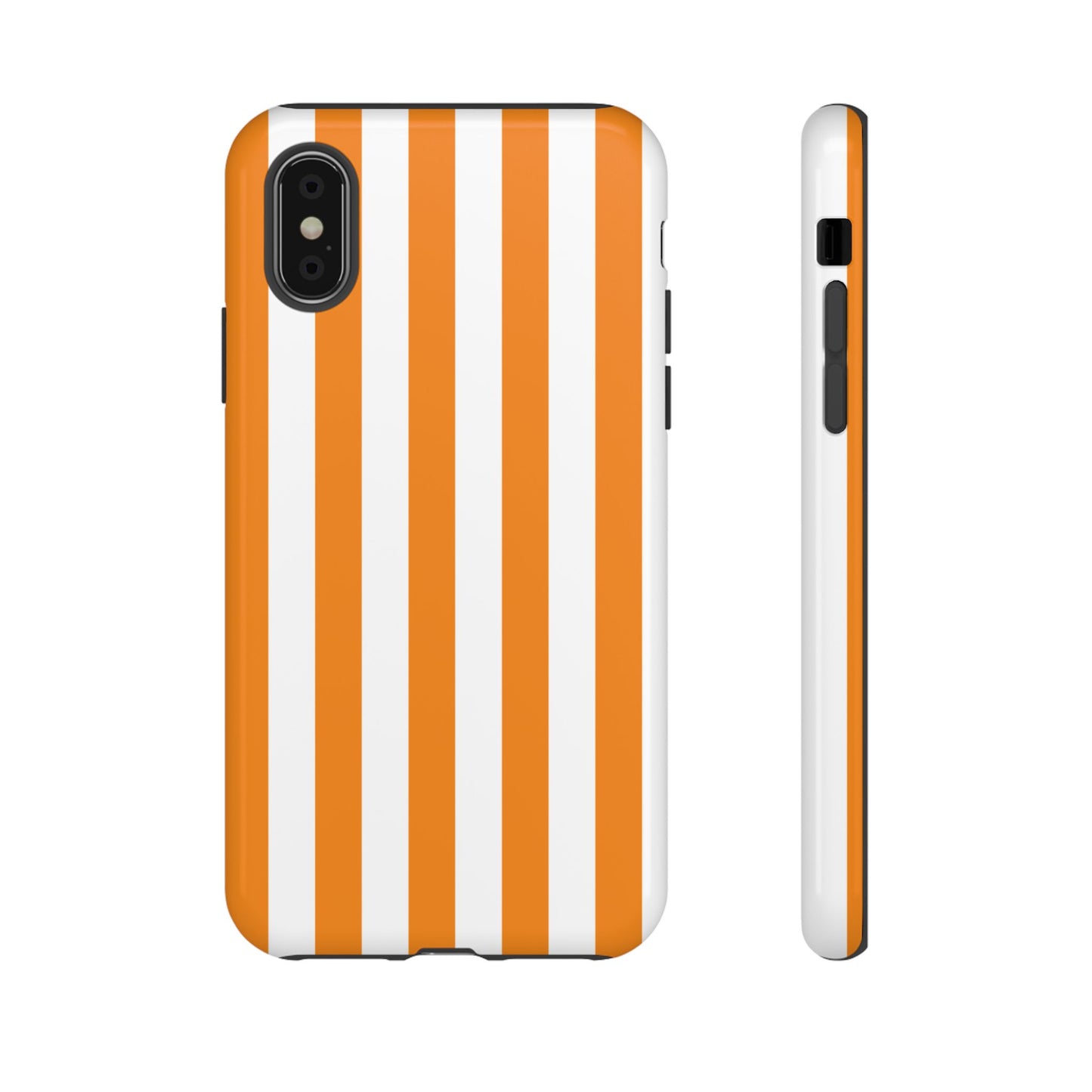 iPhone XS / Glossy Phone Case - Simple Yellow & White Stripe Pattern Phone Case
