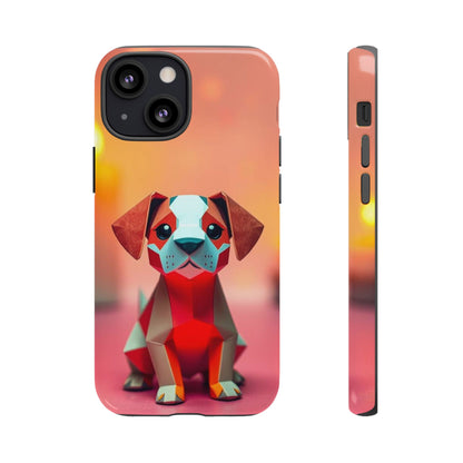 iPhone 13 Mini / Glossy Phone Case - Origami Dog Design Phone Case