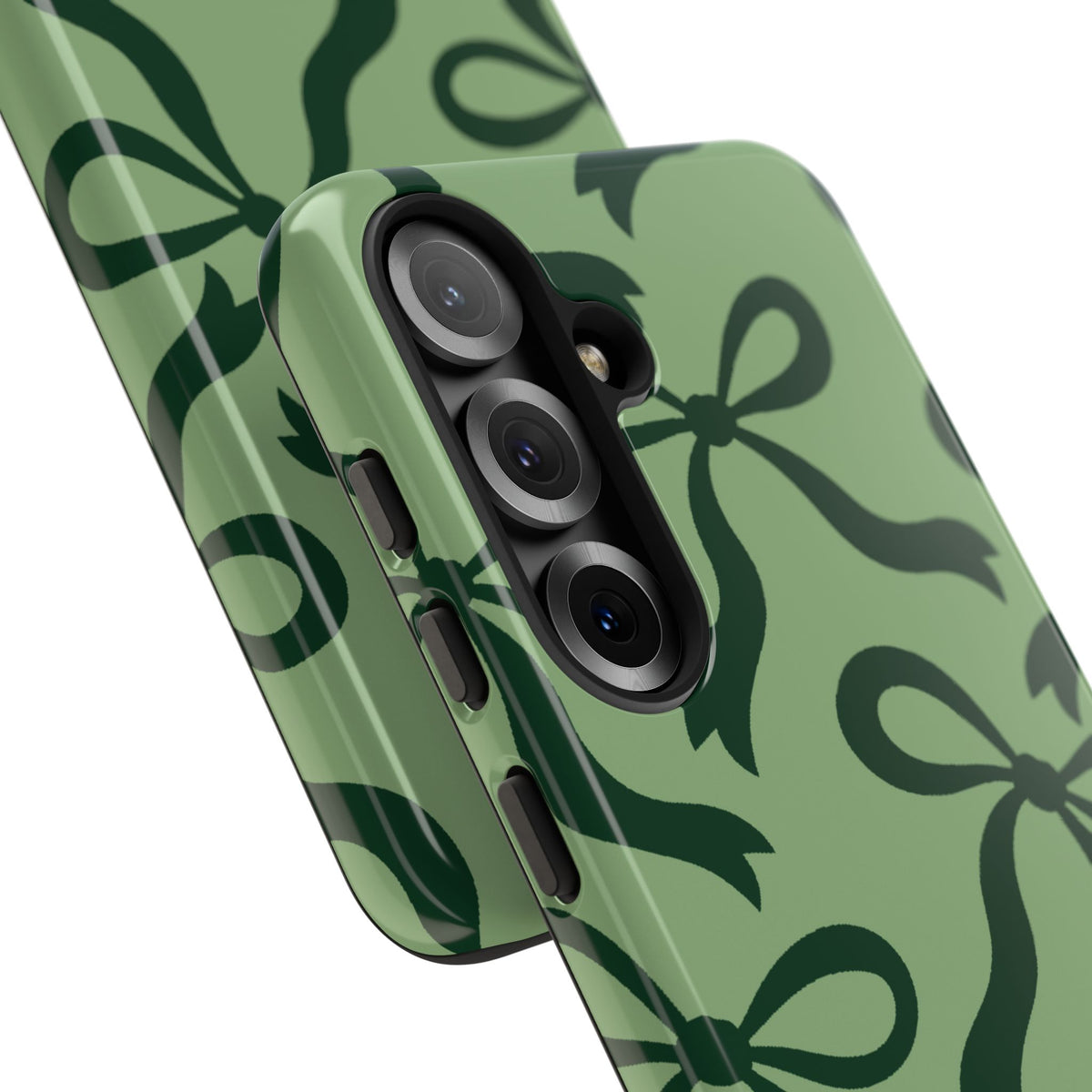 Bold Sage Green and Forest Green Bow Pattern Phone Case - Green Phone Case