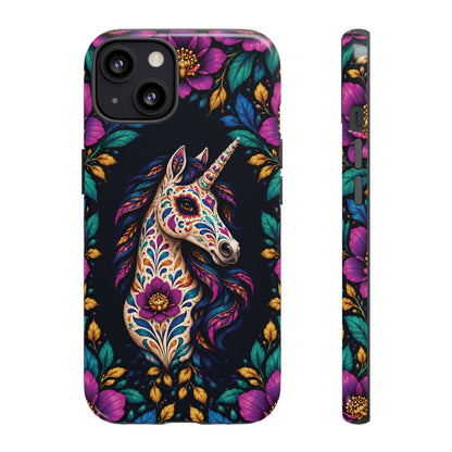 Elegant Purple and Teal Calavera Unicorn Phone Case - Phone Case - iPhone 13 / Glossy