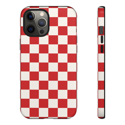 iPhone 12 Pro Max / Glossy Phone Case - ’Red Checkered Pattern’ Phone Case