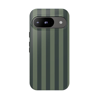 Google Pixel 9 / Glossy Phone Case - ’Dark Green Stripe Pattern’ Phone Case