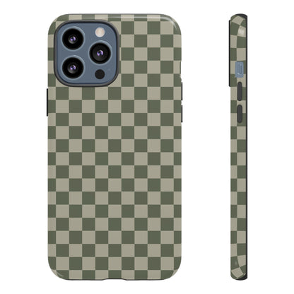 Bold Olive Green Checked Pattern Phone Case - Green Phone Case - iPhone 13 Pro Max / Glossy