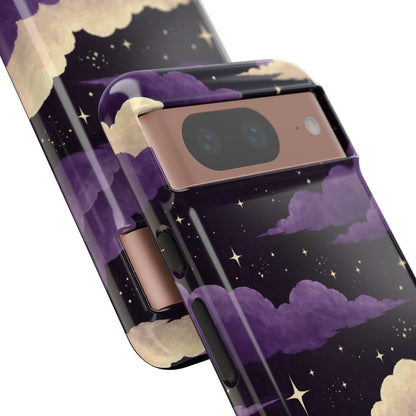 Illustrated Purple Clouds & Stars Phone Case