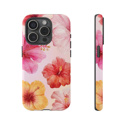 iPhone 15 Pro / Glossy Phone Case - ’Pink Hibiscus Pattern #1’ Phone Case