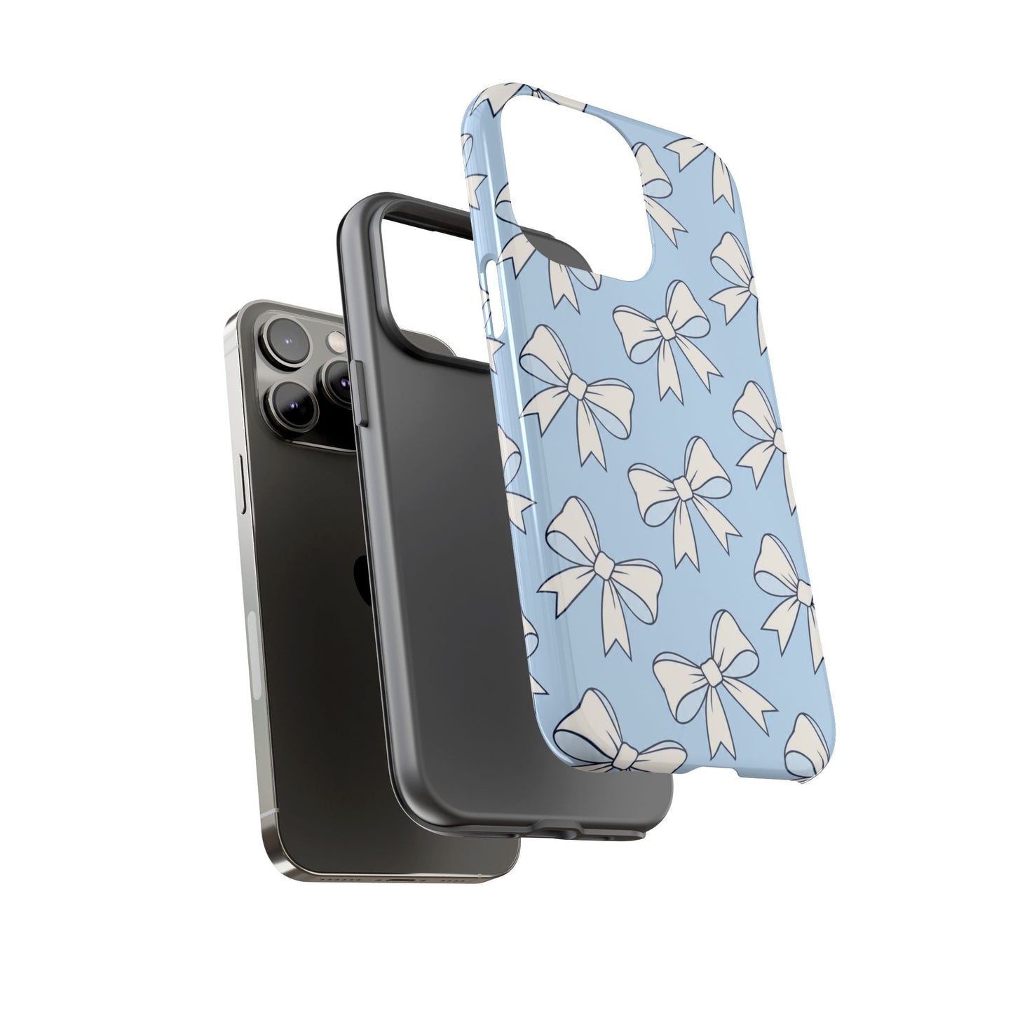 Chic Powder Blue Bow Pattern Phone Case