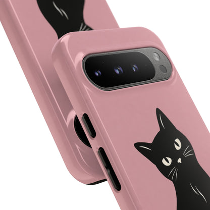 Minimalist Blush Pink & Black Cat Phone Case