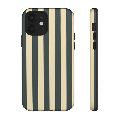 Green & Beige Stripe Pattern Phone Case - Green Phone Case - iPhone 12 / Glossy