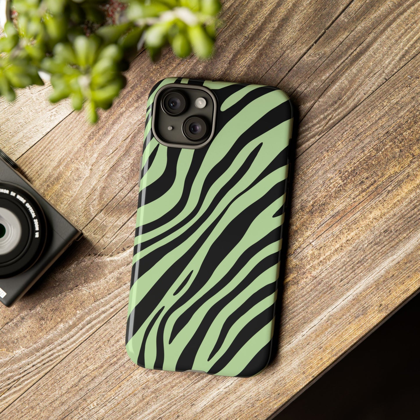 Modern Mint Zebra Print Phone Case