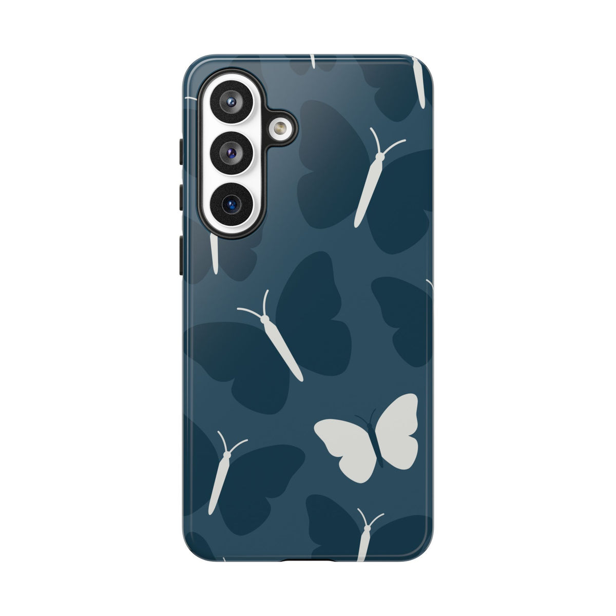 Minimalist Dark Blue Butterfly Pattern Phone Case - Blue Phone Case - Samsung Galaxy S26 Plus / Glossy