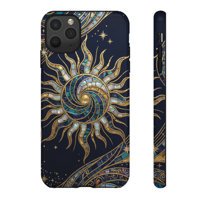 Elegant Navy & Gold Solar Spiral Phone Case