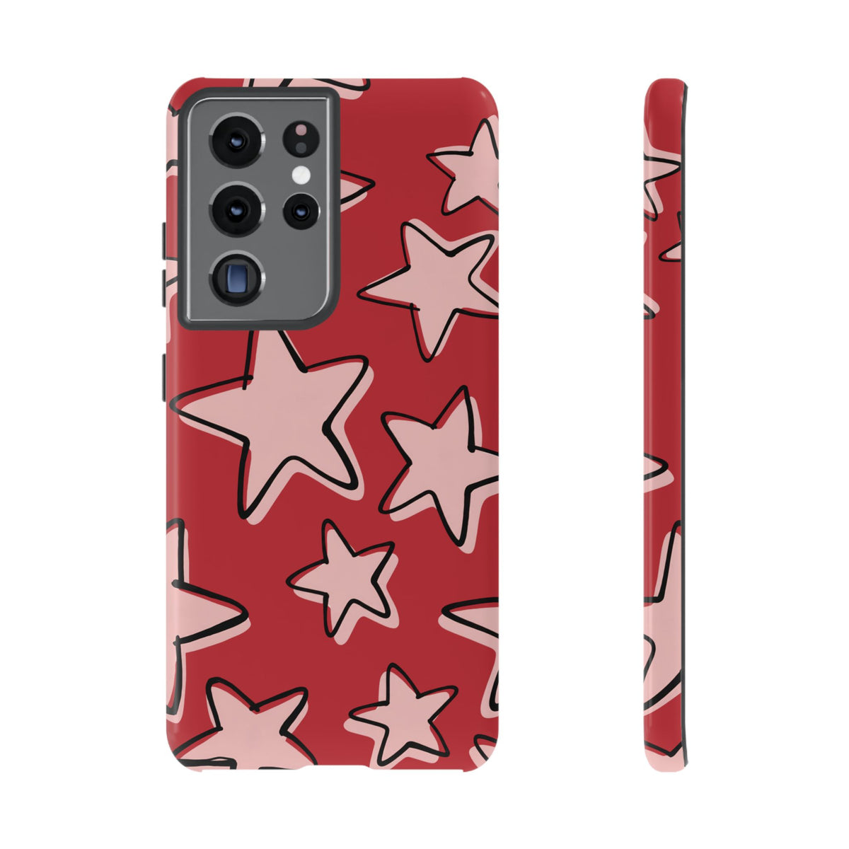 Cherry Red Doodle Star Phone Case
