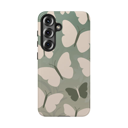Minimalist Light Green Butterfly Pattern Phone Case - Green Phone Case - Samsung Galaxy S25 / Glossy