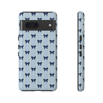 Retro Navy Blue Bow Pattern Phone Case