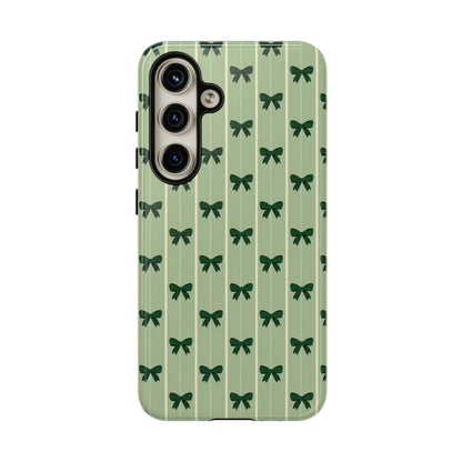 Retro Forest Green Bow Pattern Phone Case
