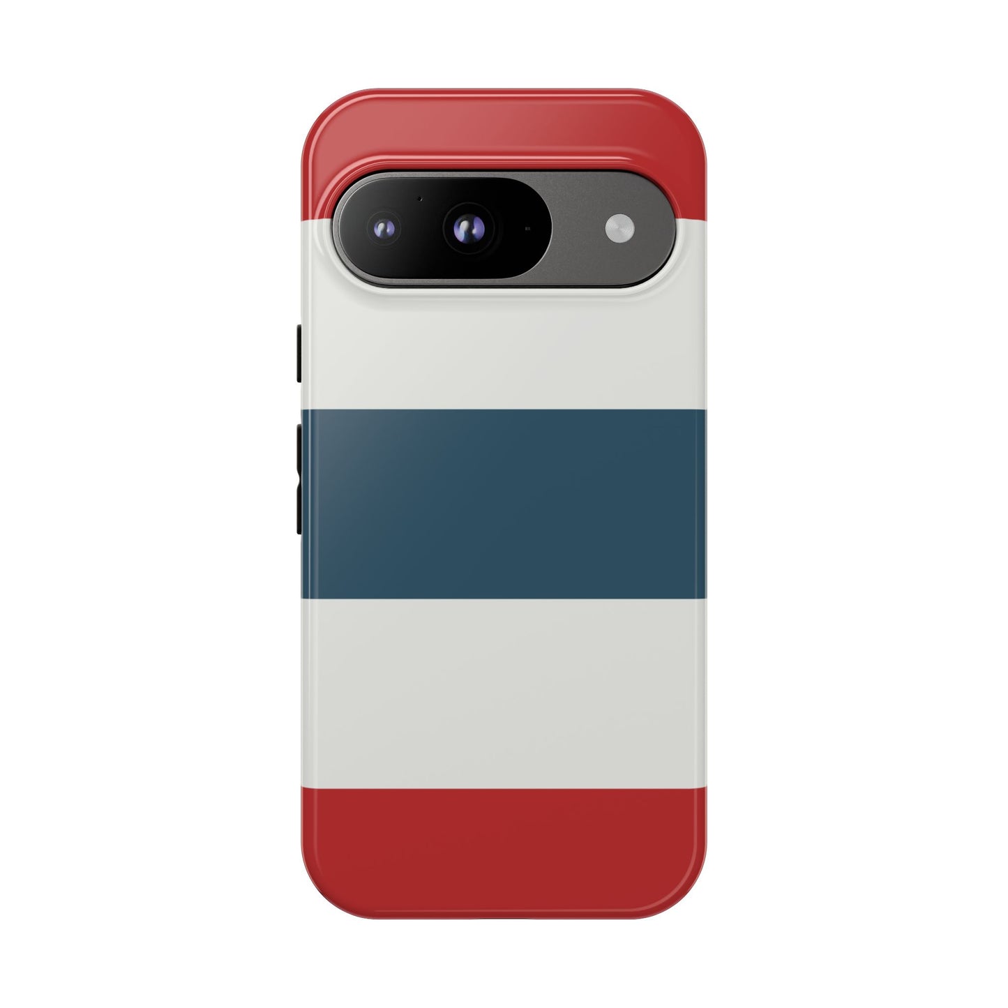 Google Pixel 9 / Glossy Phone Case - Red White & Blue Horizontal Stripe Pattern Phone Case