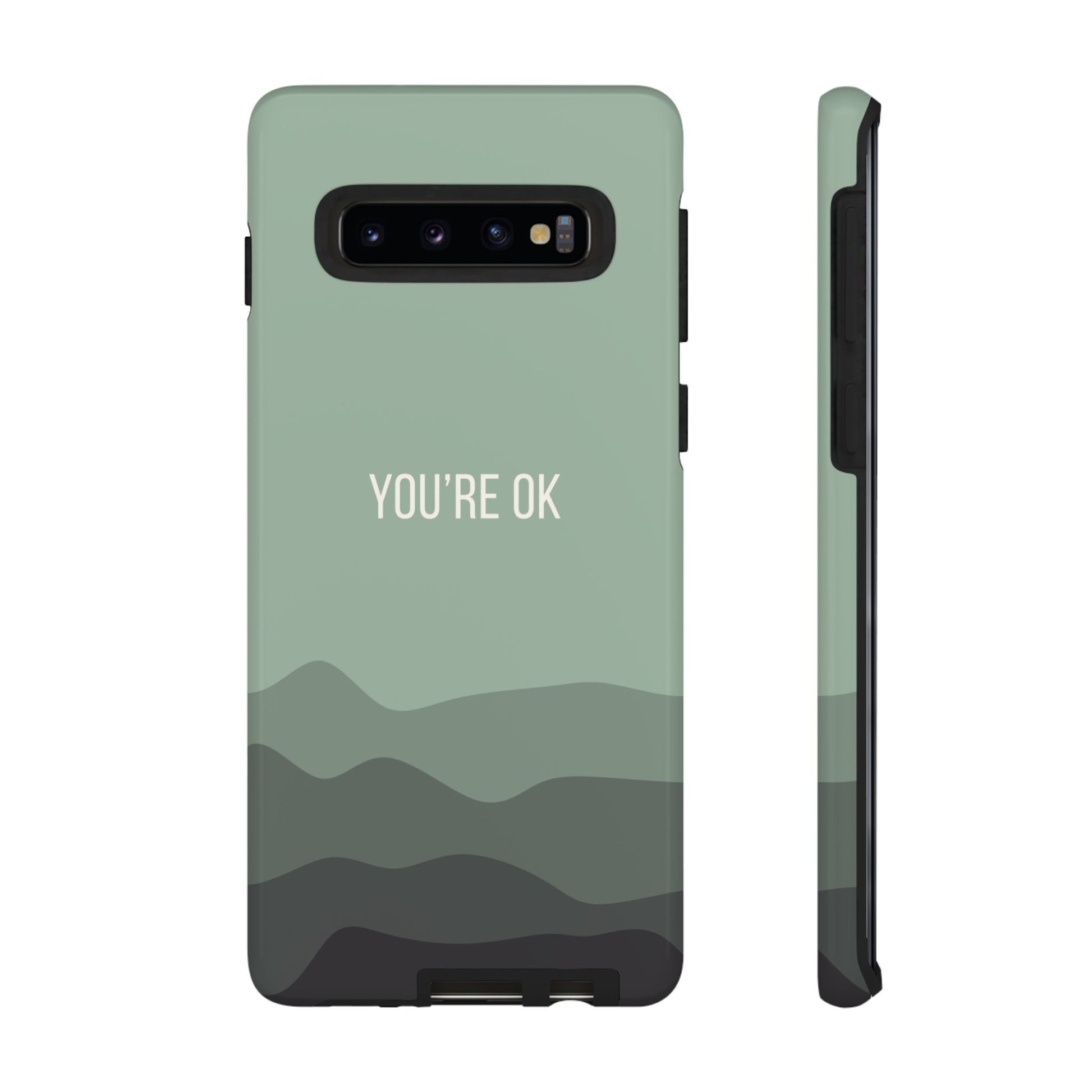 Phone Case - Minimalist Green Waves ’You’re OK’ Statement Phone Case