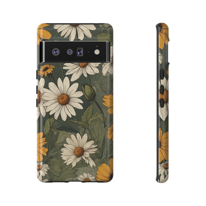 Boho Chic Daisies Floral Pattern "White & Yellow" Phone Case