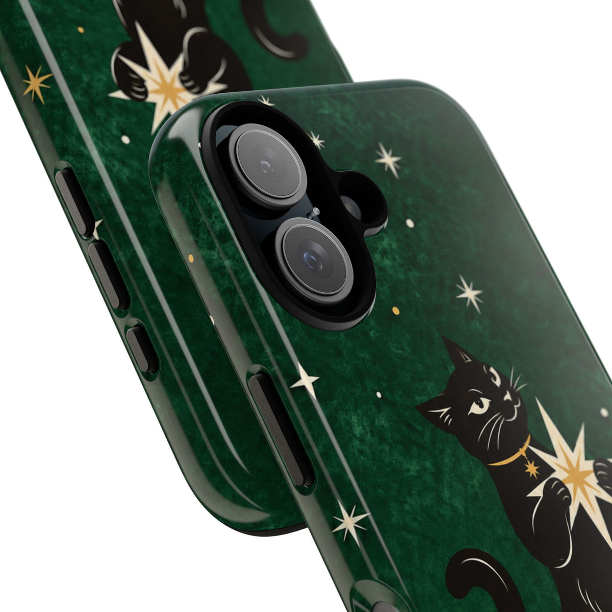 Forest Green Celestial Black Cat Phone Case - Green Phone Case