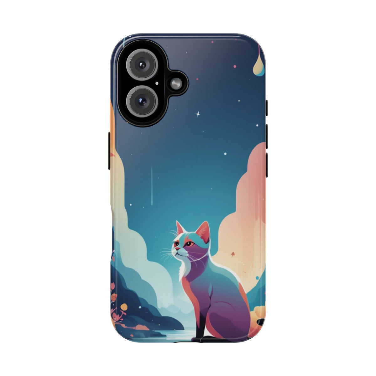 Stylised Cat Design Phone Case - Multicolor Phone Case - iPhone 16 / Glossy