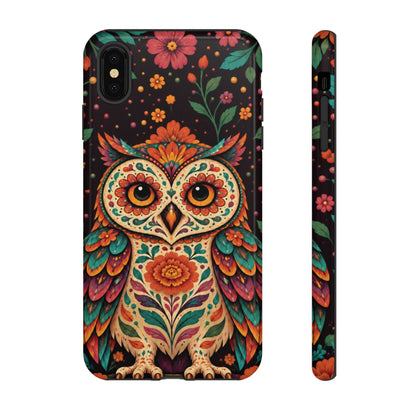 Vibrant Terracotta and Teal Calavera Owl Phone Case - Multicolor Phone Case - iPhone XS MAX / Glossy