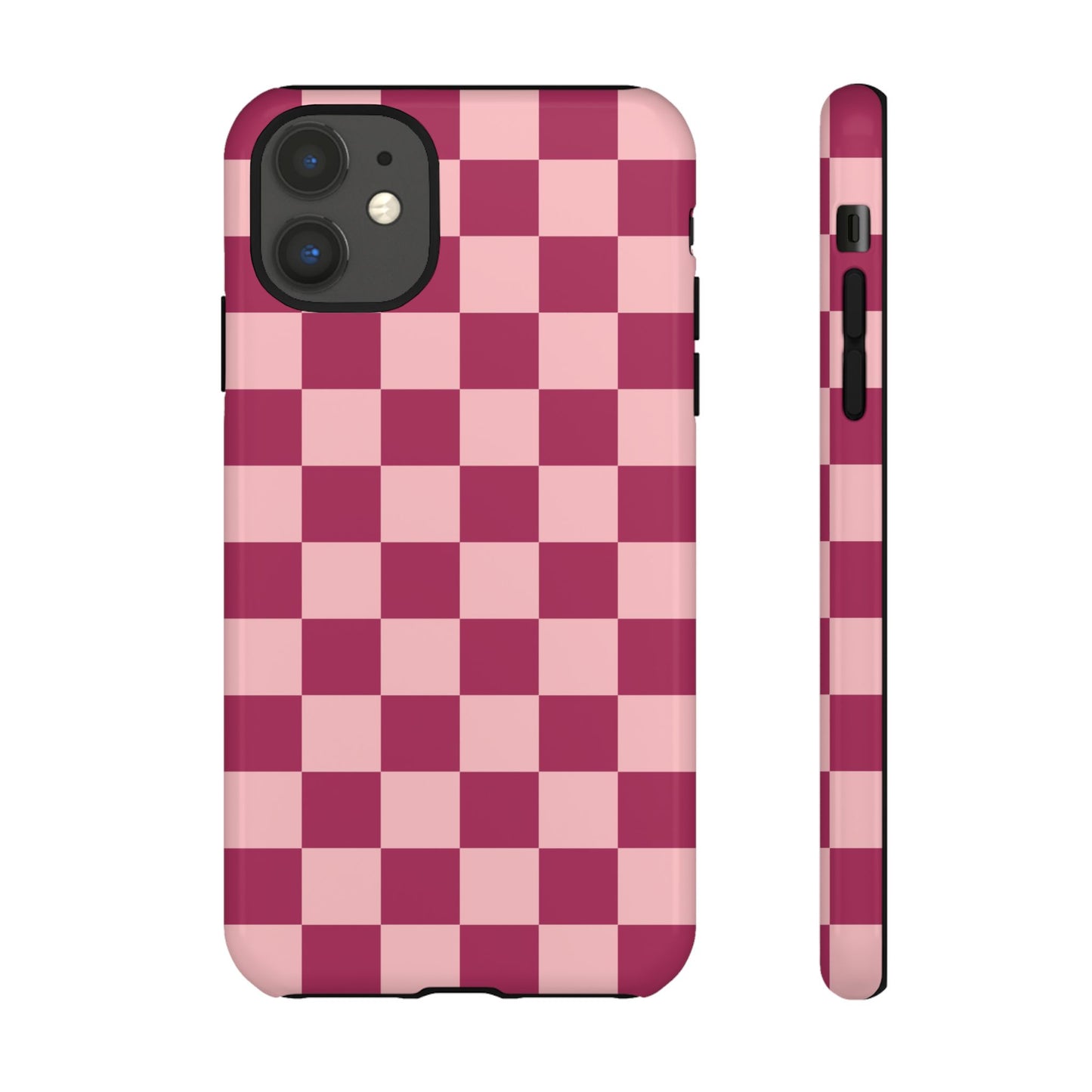 iPhone 11 / Glossy Phone Case - ’Pink Checkered Pattern’ Phone Case