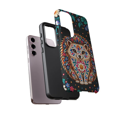 Vibrant Orange and Turquoise Calavera Hedgehog Phone Case - Multicolor Phone Case