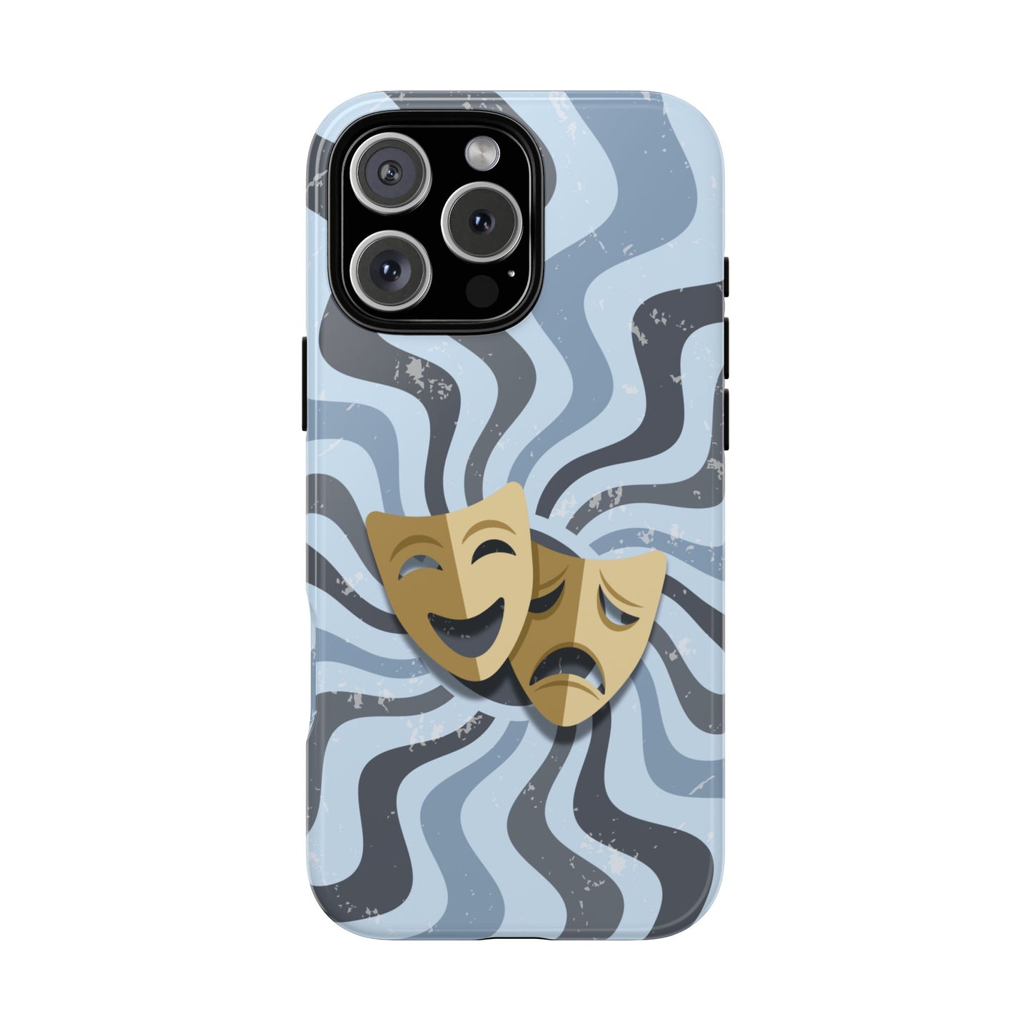 Comedy & Tragedy Masks – Blue Minimal Retro Wave Phone Case - Blue Phone Case - iPhone 16 Pro Max / Glossy