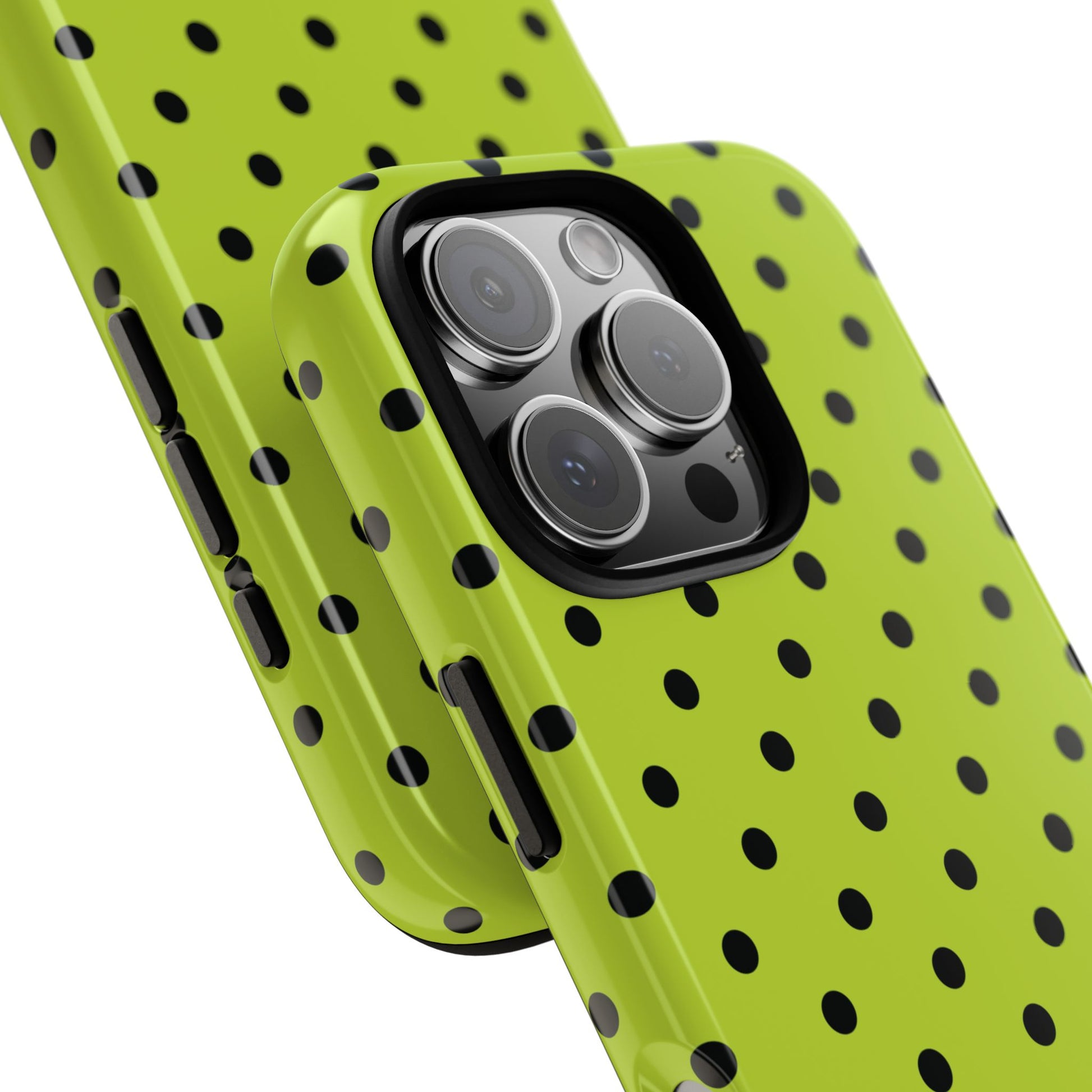 Phone Case - Trendy Neon Lime Green & Black Dot Pattern Phone Case