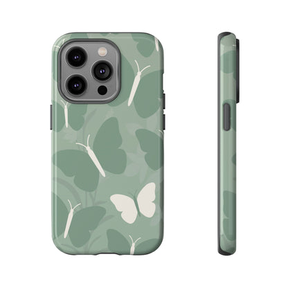 Minimalist Mint Green Butterfly Pattern Phone Case - Green Phone Case - iPhone 14 Pro / Glossy