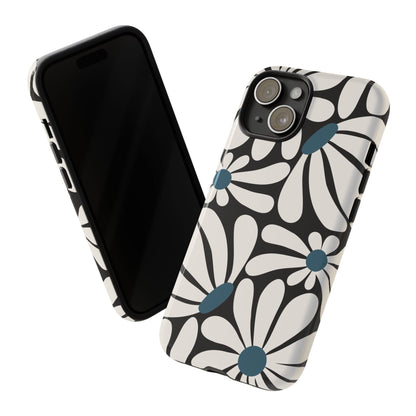 Retro Black Daisy Pattern Phone Case - Black Phone Case