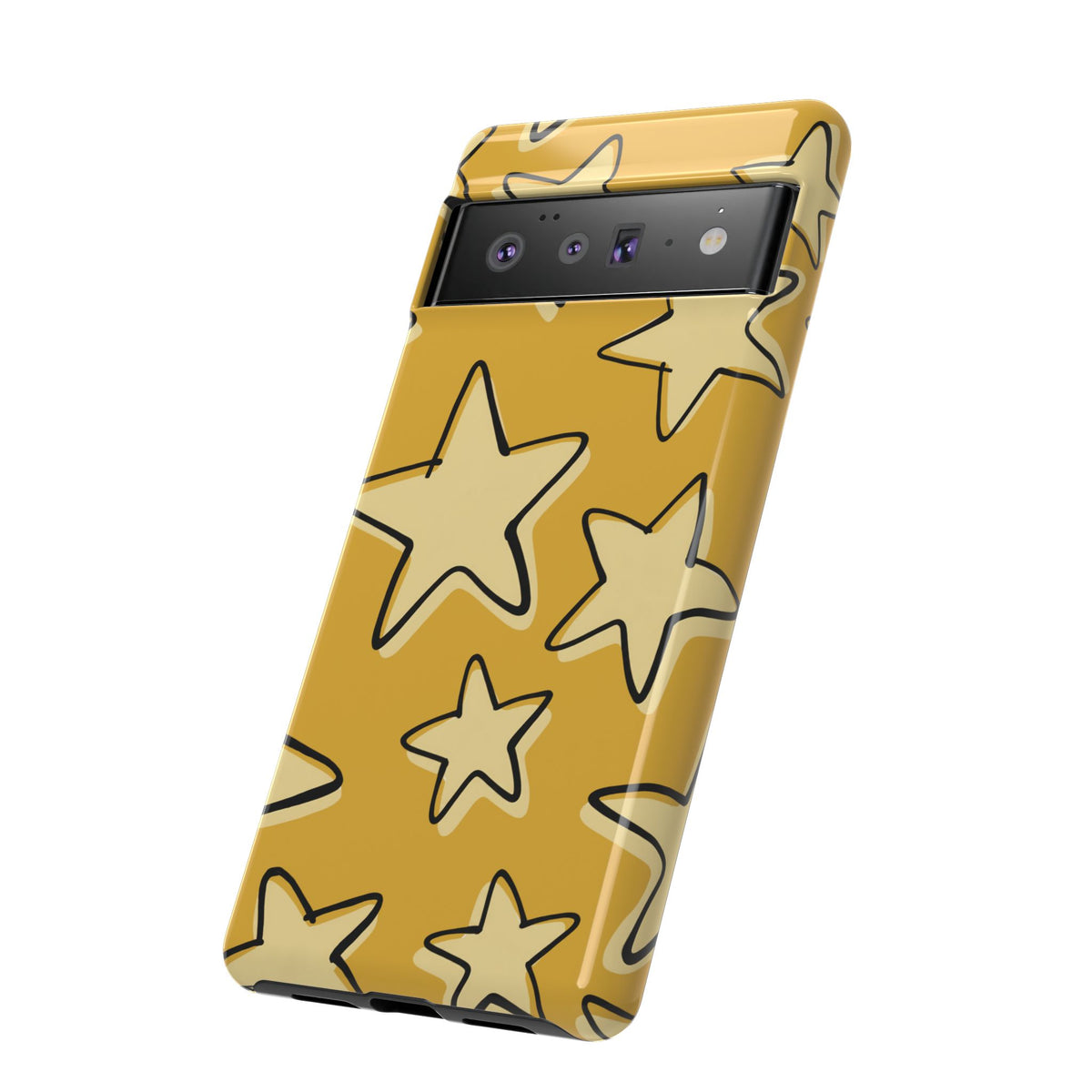Golden Yellow Doodle Star Phone Case