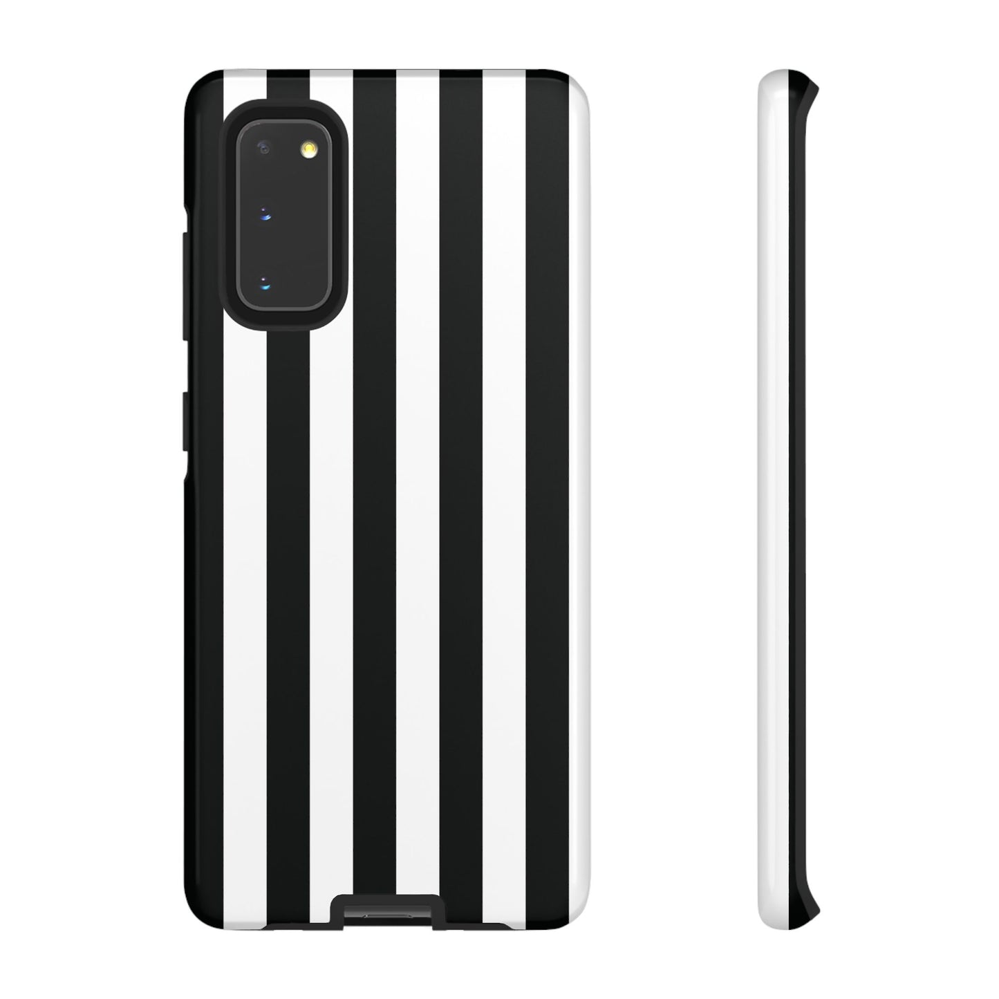 Samsung Galaxy S20 / Glossy Phone Case - Simple Black & White Stripe Pattern Phone Case