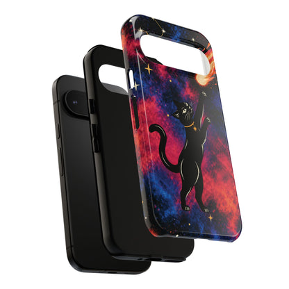 Whimsical Multicolour Celestial Black Cat Phone Case