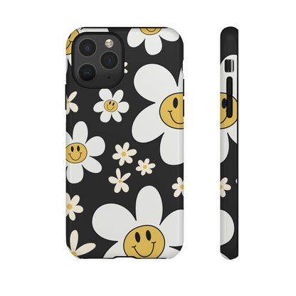 Fun Retro Daisy Pattern with Dark Grey Background Phone Case - Grey Phone Case - iPhone 11 Pro / Glossy