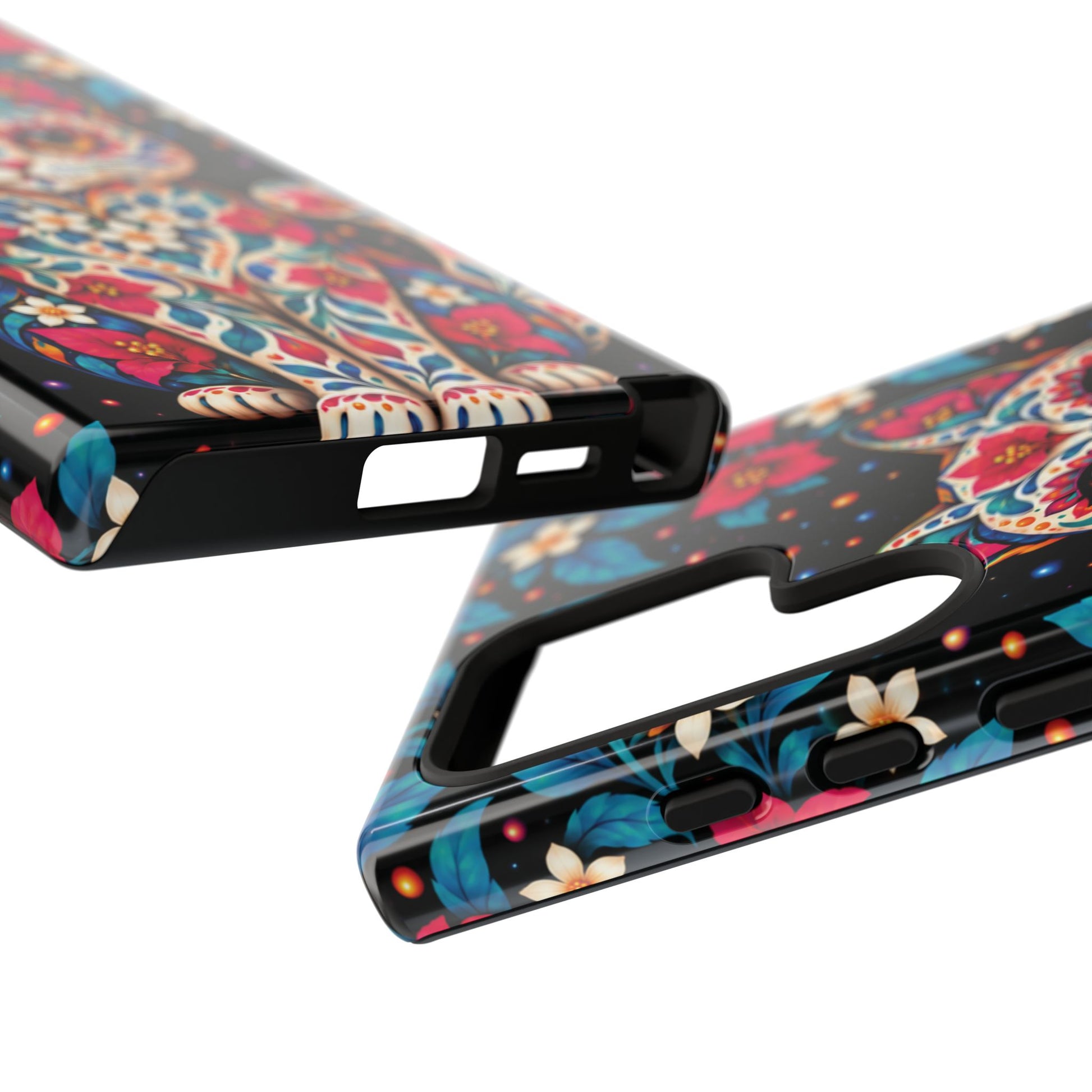 Vibrant Pink and Turquoise Calavera Cat Phone Case - Multicolor Phone Case